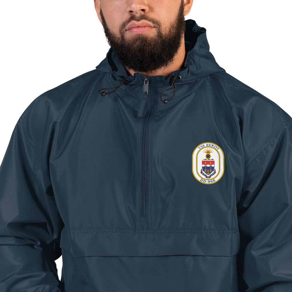 USS Hewitt (DD-966) Ship's Crest Embroidered Champion Packable Jacket – navy