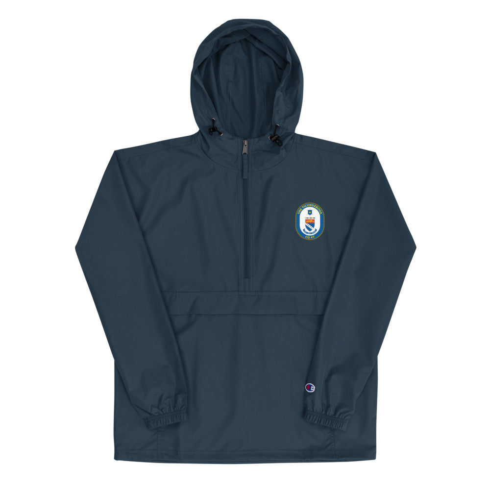 USS Ticonderoga (CG-47) Embroidered Champion Packable Jacket – navy