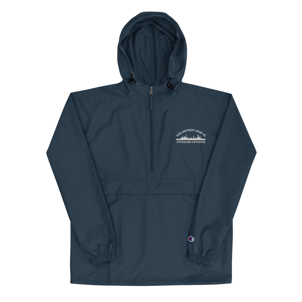 USS Detroit (AOE-4) Embroidered Champion Packable Jacket with Ship's Motto – navy