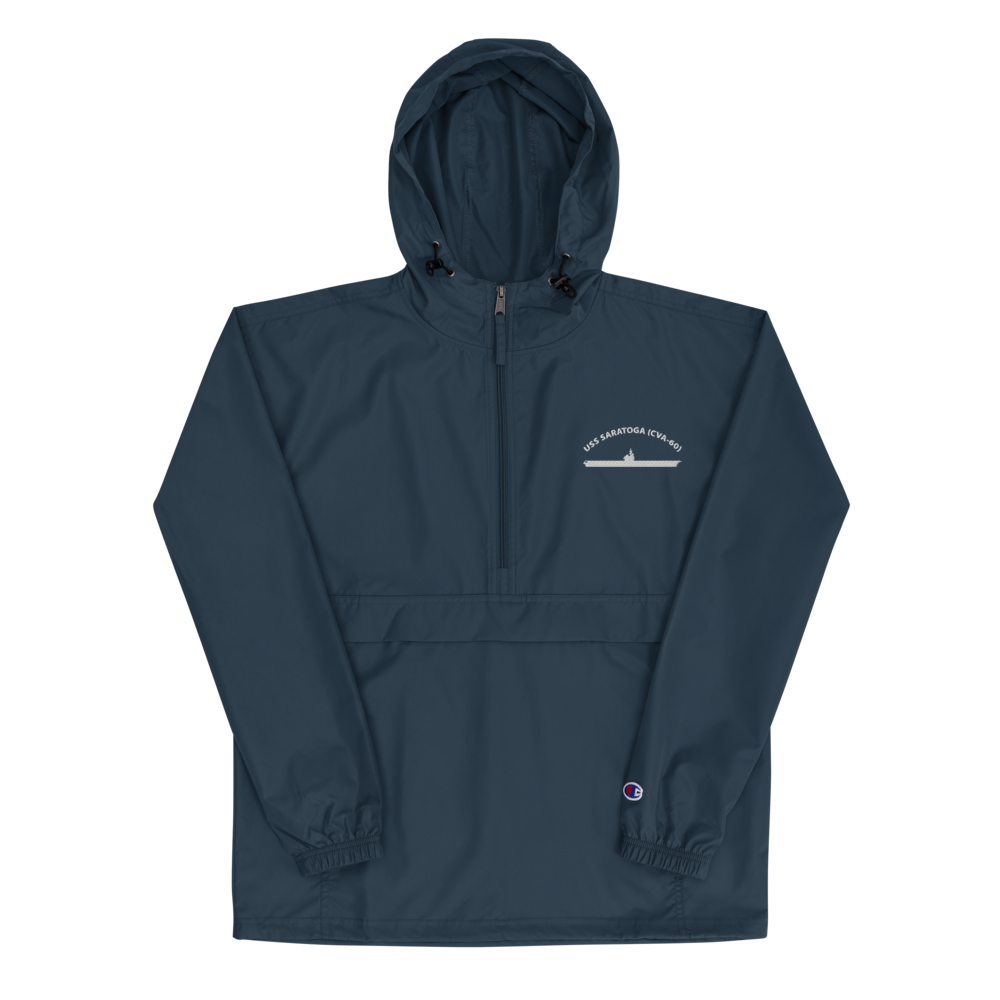 USS Saratoga (CVA-60) Embroidered Champion Packable Jacket – navy