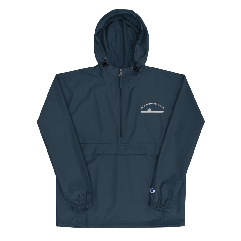 USS Constellation (CVA-64) Embroidered Champion Packable Jacket – navy