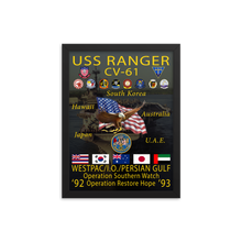 Load image into Gallery viewer, USS Ranger (CV-61) 1992-93 Framed Cruise Poster