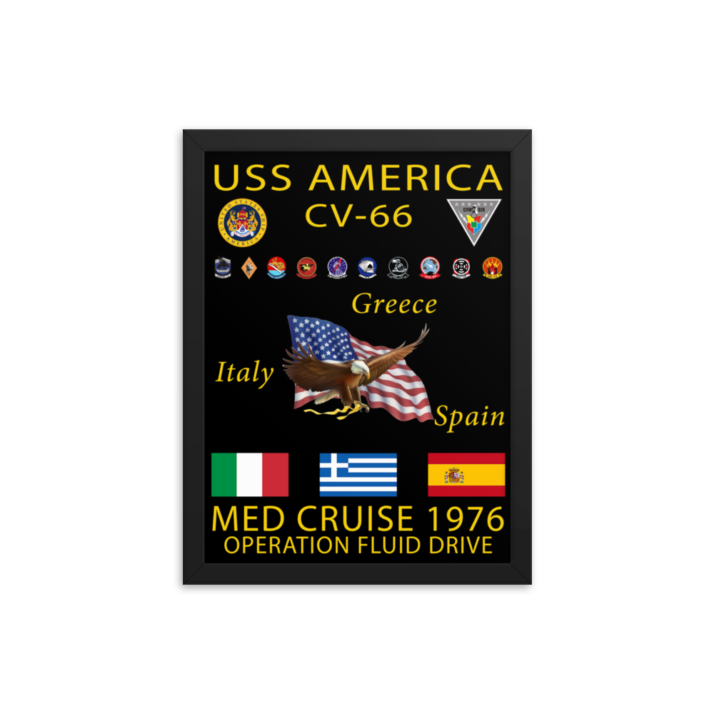 USS America (CV-66) 1976 Framed Cruise Poster