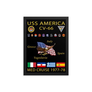 USS America (CV-66) 1977-78 Framed Cruise Poster – black, 12x16