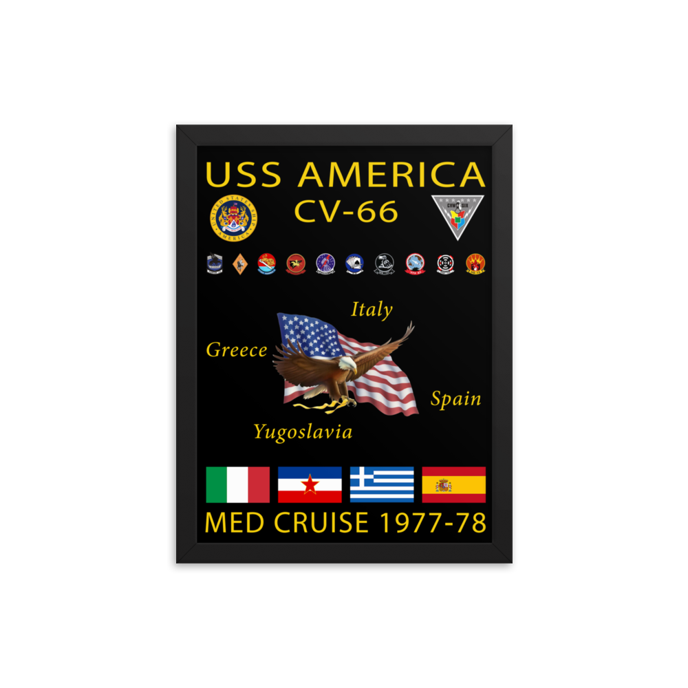 USS America (CV-66) 1977-78 Framed Cruise Poster