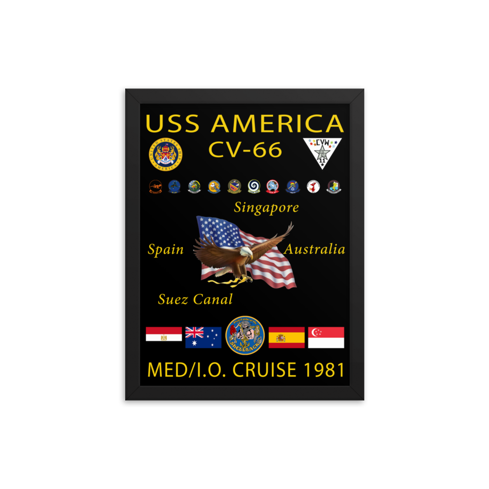 USS America (CV-66) 1981 Framed Cruise Poster