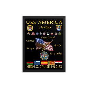 USS America (CV-66) 1982-83 Framed Cruise Poster