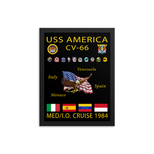 USS America (CV-66) 1984 Framed Cruise Poster