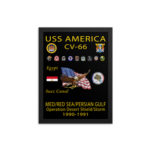 USS America (CV-66) 1990-91 Framed Cruise Poster