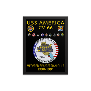 USS America (CV-66) 1990-91 Framed Cruise Poster - ver 2