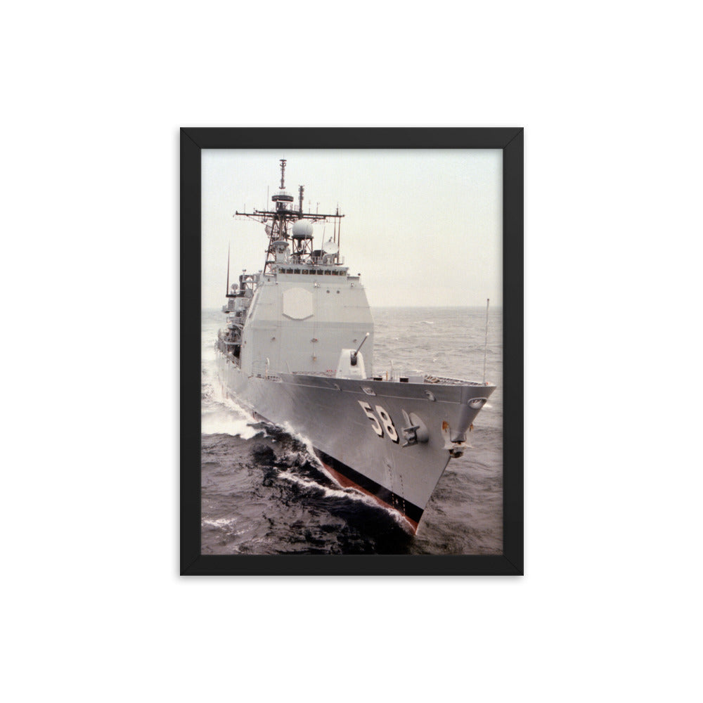 USS Philippine Sea (CG-58) Framed Poster - Starboard Bow Vertical – black, 12x16
