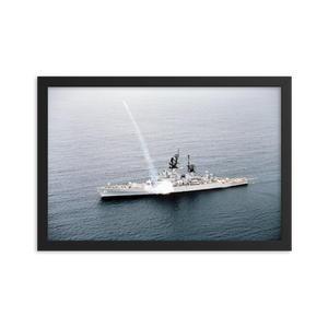 USS Gridley (CG-21) Framed Poster - Missile Launch – black, 12x18