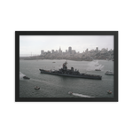 Framed posterUSS Missouri (BB-63) Framed Poster - San Francisco Skyline – black, 12x18