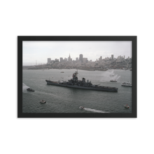 Load image into Gallery viewer, Framed posterUSS Missouri (BB-63) Framed Poster - San Francisco Skyline