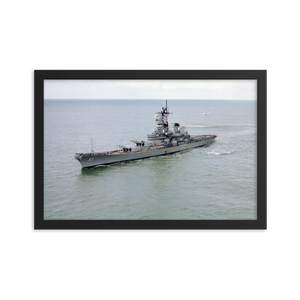 USS Missouri (BB-63) Framed Poster - Port Bow Shot