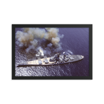 USS Missouri (BB-63) Framed Poster - Firing Guns – black, 12x18
