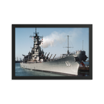 USS Missouri (BB-63) Framed Poster - Starboard Bow Shot – black, 12x18