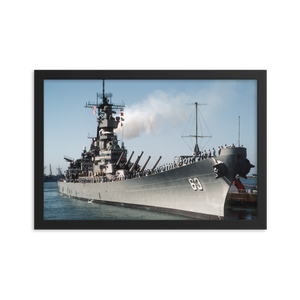 USS Missouri (BB-63) Framed Poster - Starboard Bow Shot
