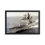 USS Philippine Sea (CG-58) Framed Poster - Port Bow Shot – black, 12x18