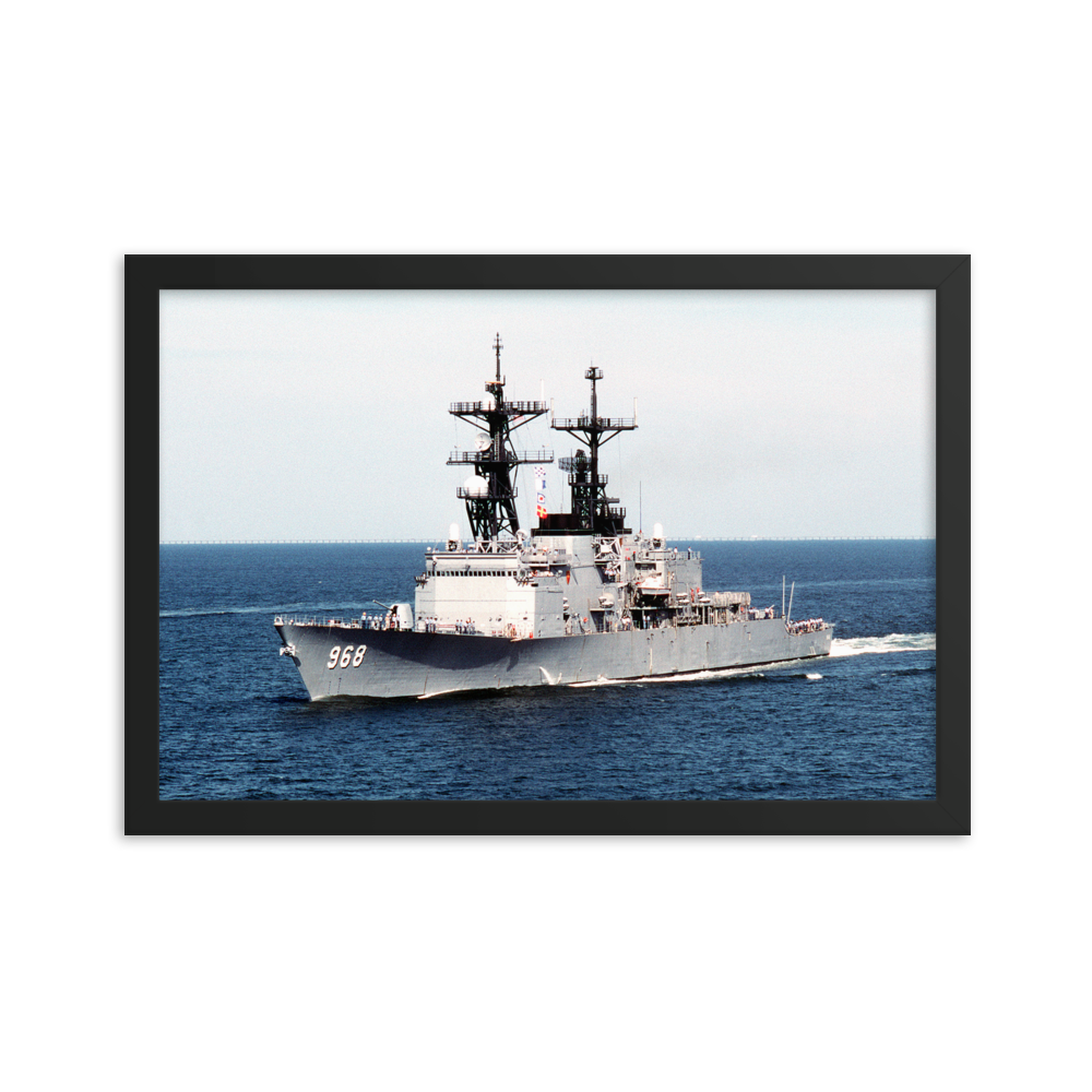USS Arthur W. Radford (DD-968) Framed Poster - Port Bow – black, 12x18