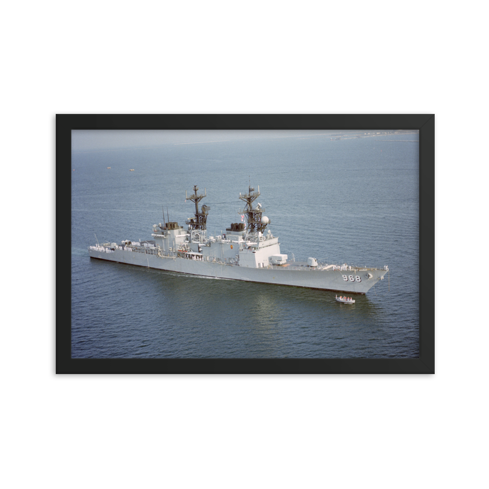 USS Arthur W. Radford (DD-968) Framed Poster - Starboard Bow – black, 12x18