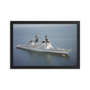 USS Arthur W. Radford (DD-968) Framed Poster - Starboard Bow – black, 12x18