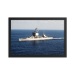 USS Long Beach (CGN-9) Framed Poster - Port Bow – black, 12x18