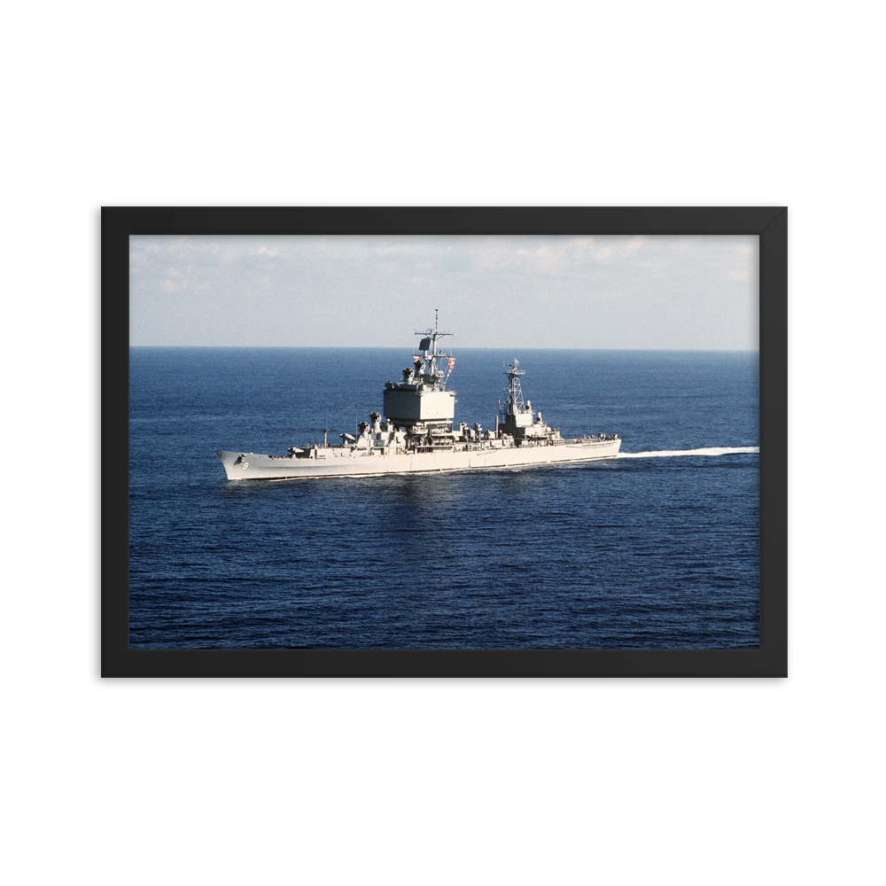 USS Long Beach (CGN-9) Framed Poster - Port Bow – black, 12x18