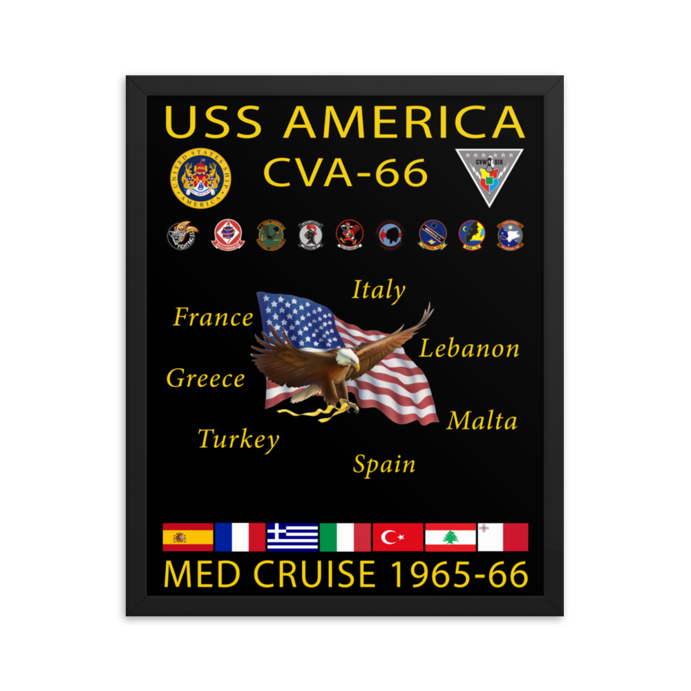 USS America (CVA-66) 1965-66 Framed Cruise Poster