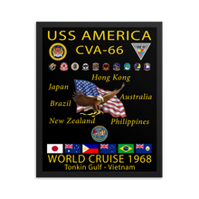 Load image into Gallery viewer, USS America (CVA-66) 1968 Framed Cruise Poster