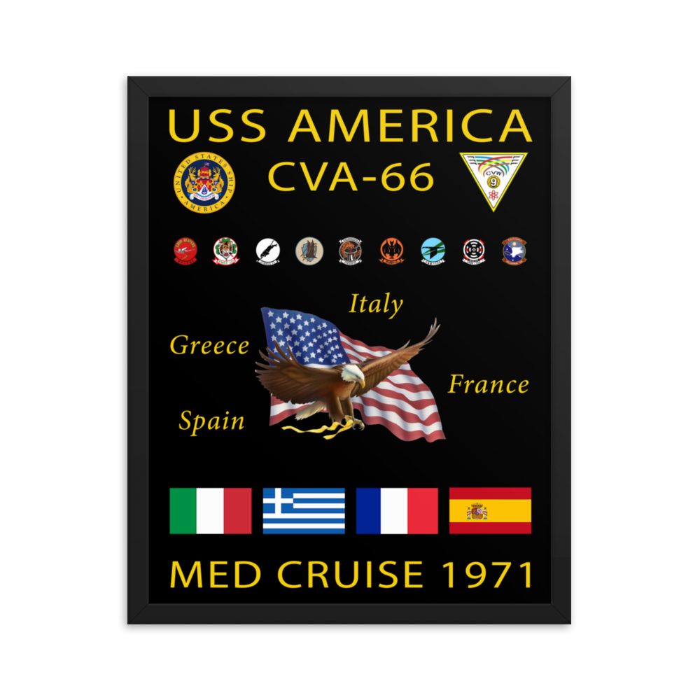 USS America (CVA-66) 1971 Framed Cruise Poster