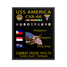 Load image into Gallery viewer, USS America (CVA-66) 1972-73 Framed Cruise Poster
