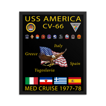 Load image into Gallery viewer, USS America (CV-66) 1977-78 Framed Cruise Poster