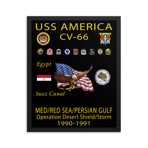USS America (CV-66) 1990-91 Framed Cruise Poster