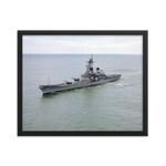 USS Missouri (BB-63) Framed Poster - Port Bow Shot – black, 16x20