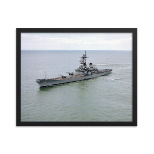 USS Missouri (BB-63) Framed Poster - Port Bow Shot – black, 16x20