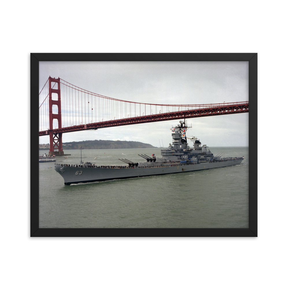 USS Missouri (BB-63) Framed Poster - Golden Gate – black, 16x20