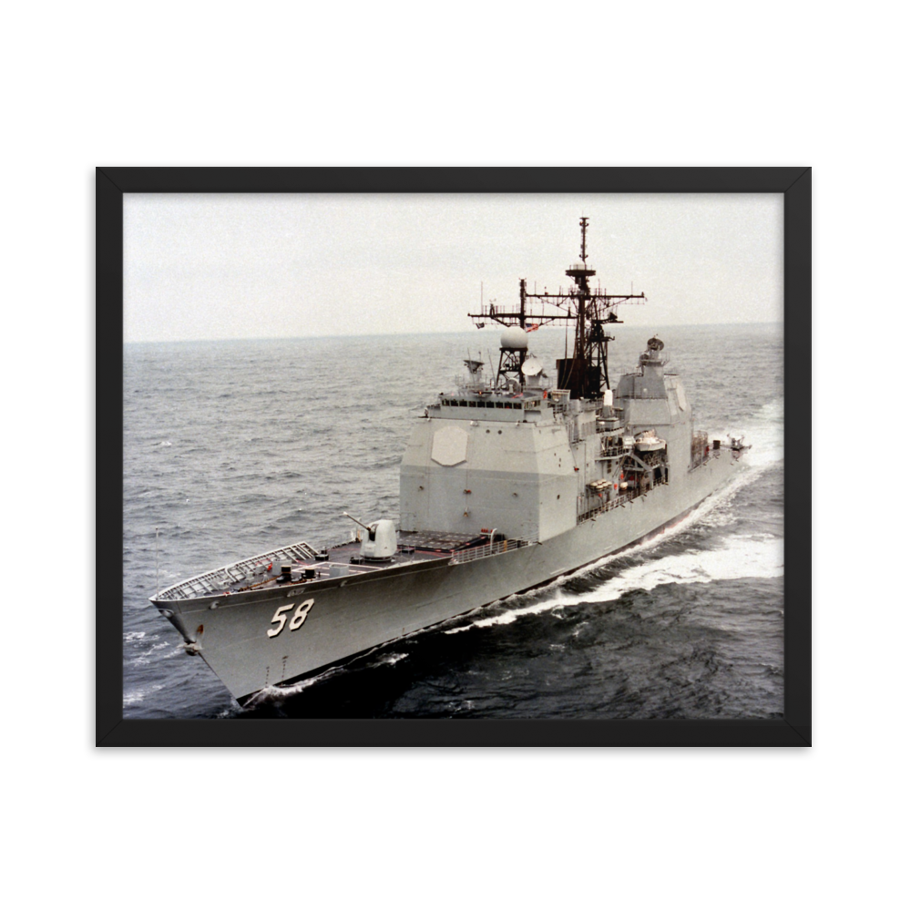 USS Philippine Sea (CG-58) Framed Poster - Port Bow Shot – black, 16x20