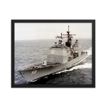 Load image into Gallery viewer, USS Philippine Sea (CG-58) Framed Poster - Port Bow Shot
