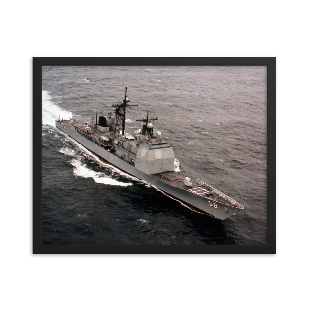 USS Philippine Sea (CG-58) Framed Poster - Starboard Bow – black, 16x20