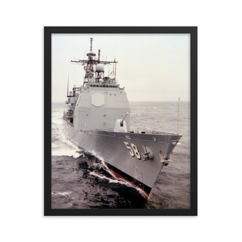 USS Philippine Sea (CG-58) Framed Poster - Starboard Bow Vertical – black, 16x20