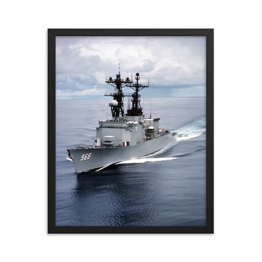 USS Arthur W. Radford (DD-968) Framed Poster - Port Bow Vertical – black, 16x20