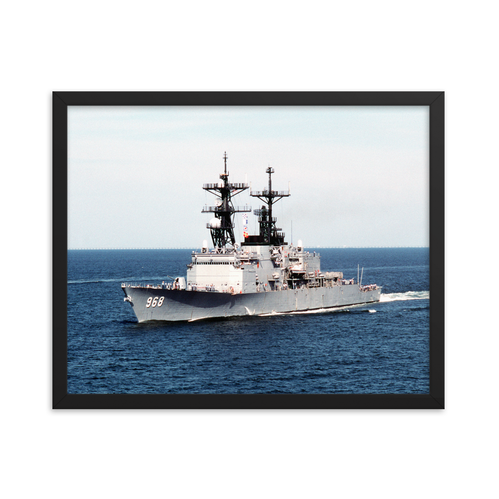 USS Arthur W. Radford (DD-968) Framed Poster - Port Bow – black, 16x20