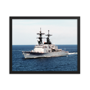 USS Arthur W. Radford (DD-968) Framed Poster - Port Bow – black, 16x20