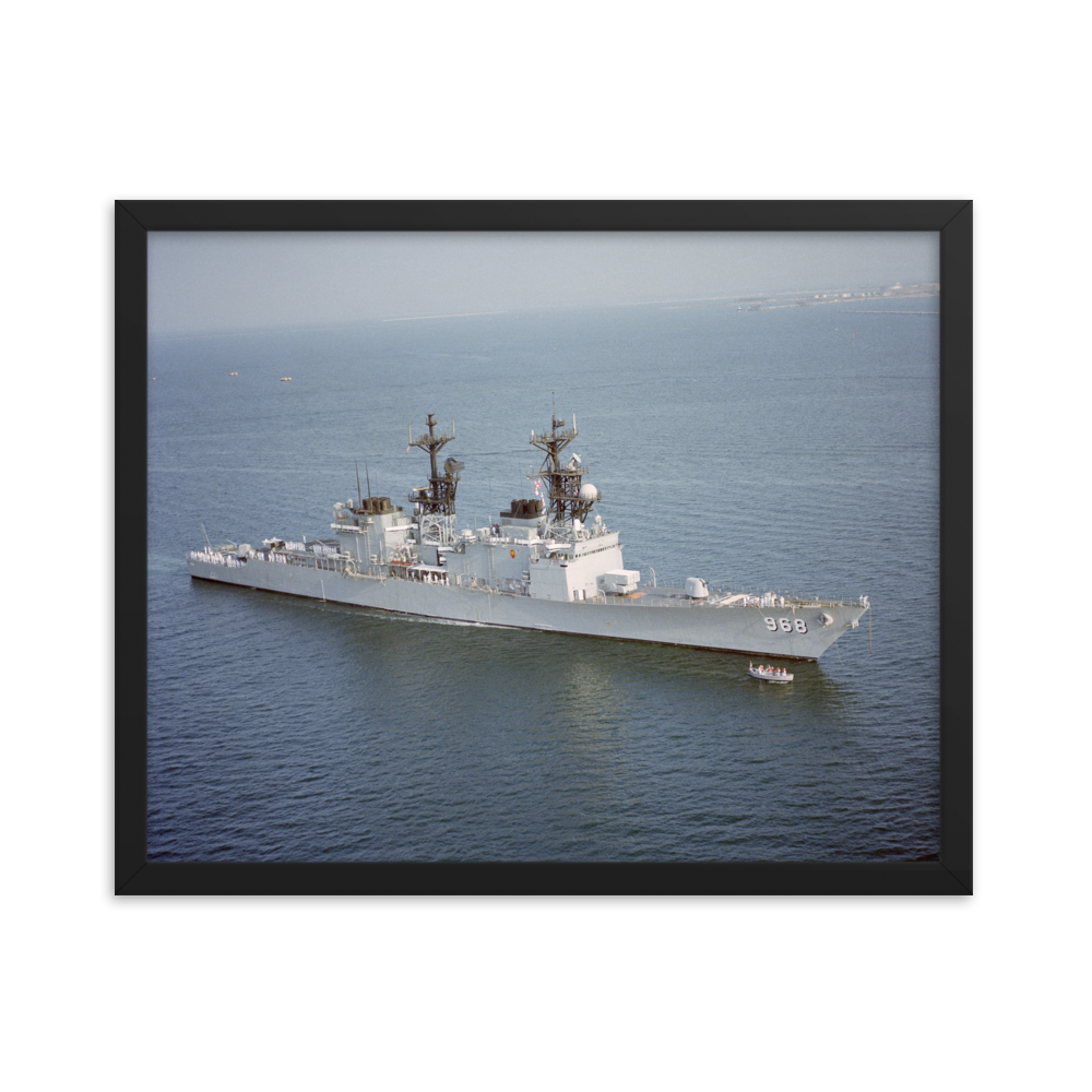 USS Arthur W. Radford (DD-968) Framed Poster - Starboard Bow – black, 16x20