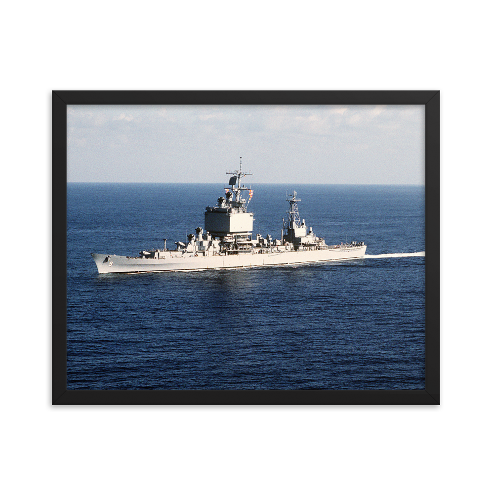 USS Long Beach (CGN-9) Framed Poster - Port Bow – black, 16x20