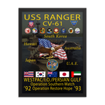 USS Ranger (CV-61) 1992-93 Framed Cruise Poster – black, 18x24