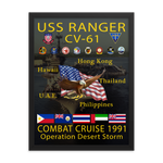 USS Ranger (CV-61) 1991 Framed Cruise Poster – black, 18x24