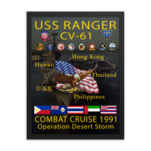 Load image into Gallery viewer, USS Ranger (CV-61) 1991 Framed Cruise Poster