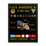 USS America (CVA-66) 1967 Framed Cruise Poster – black, 18x24